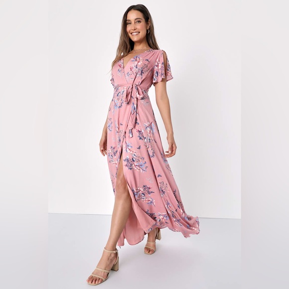 Fiorire Tose Floral print wrap Maxi Dress Sz L - Picture 7 of 8